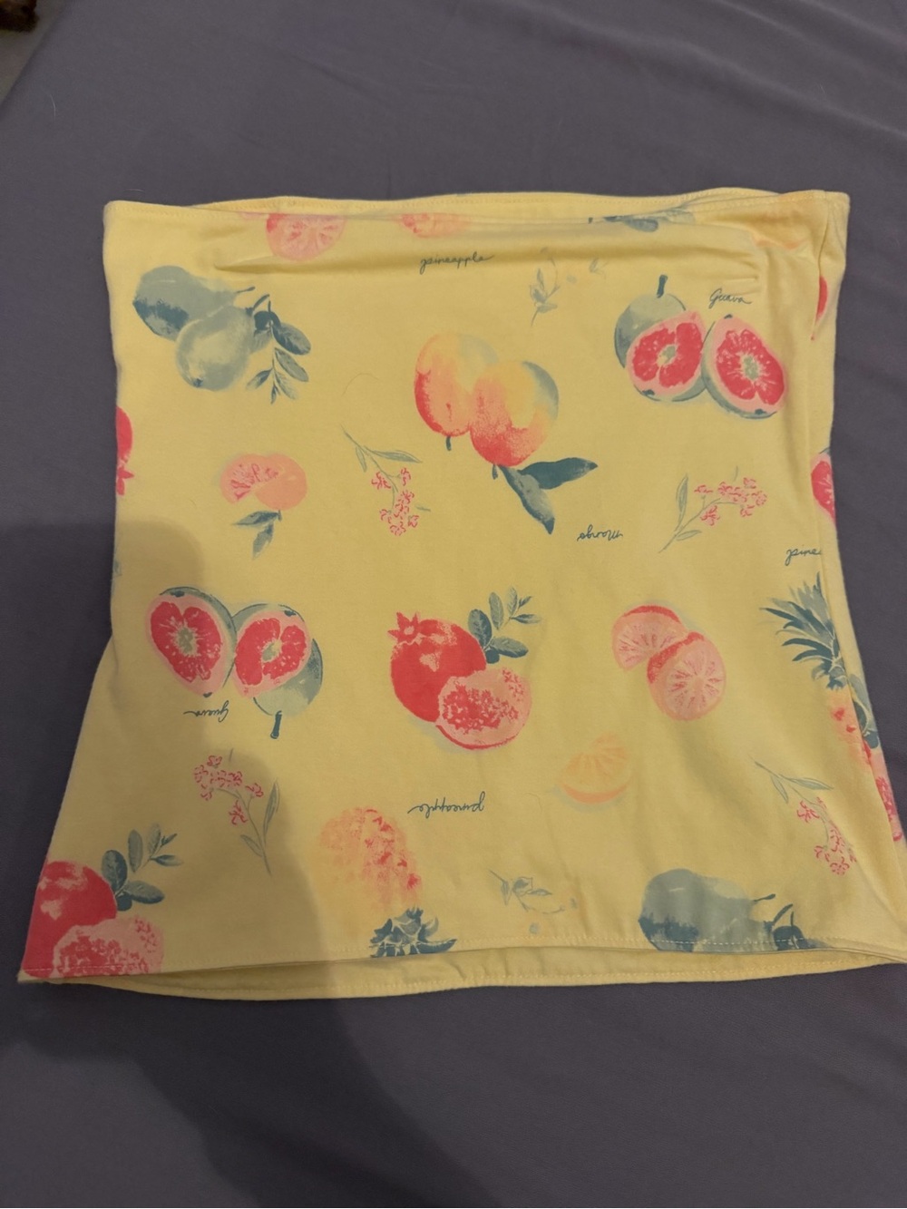 New hollister small Yellow Fruit Print Strapless Tube Top Reversible Summer Citr